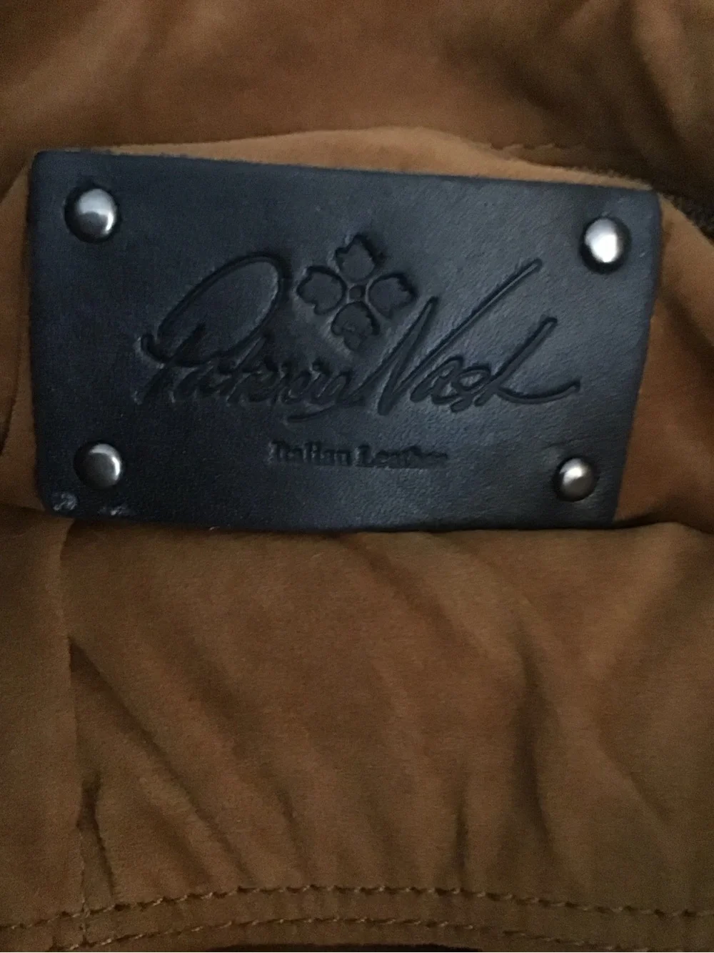 Patricia Nash Black Leather Studded Wristlet Clutch with Gunmetal Accents